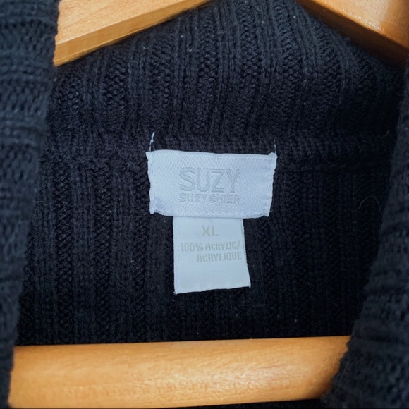 SUZY SHIER Knit Turtle Neck Ribbed Black XL - Picture 3 of 4